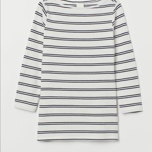 White/Dark Blue Striped Jersey Top.